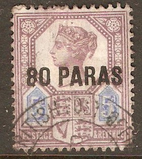 British Levant 1887 80pa on 5d Purple and blue. SG5.