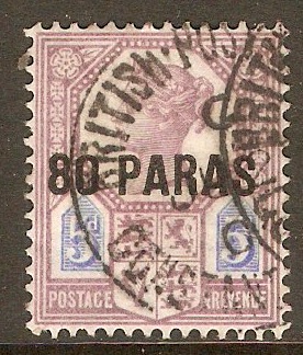 British Levant 1887 80pa on 5d Purple and blue. SG5.