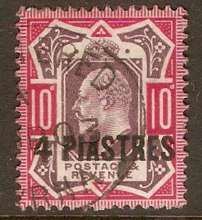 British Levant 1911 4pi on 10d Dull purple and scarlet. SG31b.