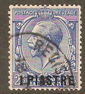 British Levant 1913 1pi on 2d Bright blue. SG36a.
