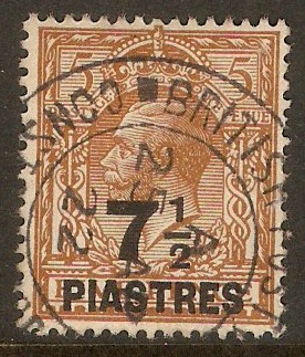 British Levant 1921 7pi on 5d Brown. SG45a.