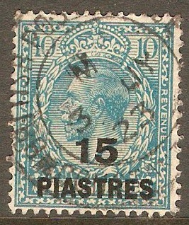 British Levant 1921 15pi on 10d Turquoise-blue. SG46.