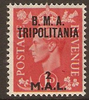 Tripolitania 1948 2l on 1d Pale scarlet. SGT2.