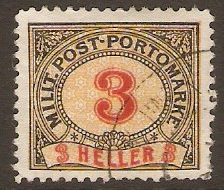 Bosnia and Herzegovina 1904 3h Postage Due stamp. SGD185.