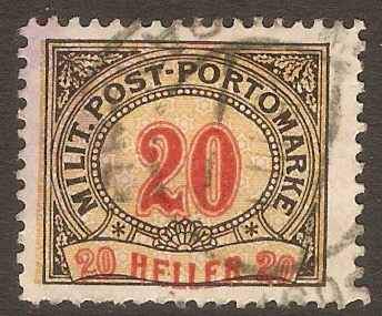 Bosnia and Herzegovina 1904 20h Postage Due stamp. SGD193.