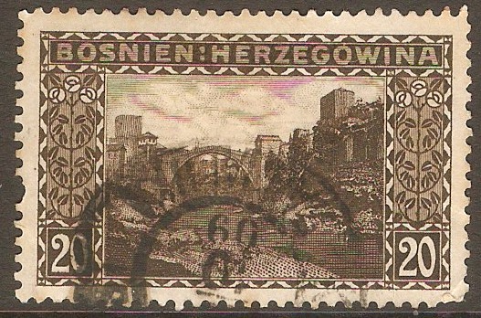 Bosnia and Herzegovina 1906 20h Sepia - Views. SG192A.