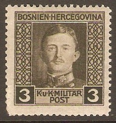 Bosnia and Herzegovina 1917 3h Emperor Charles Series. SG416.