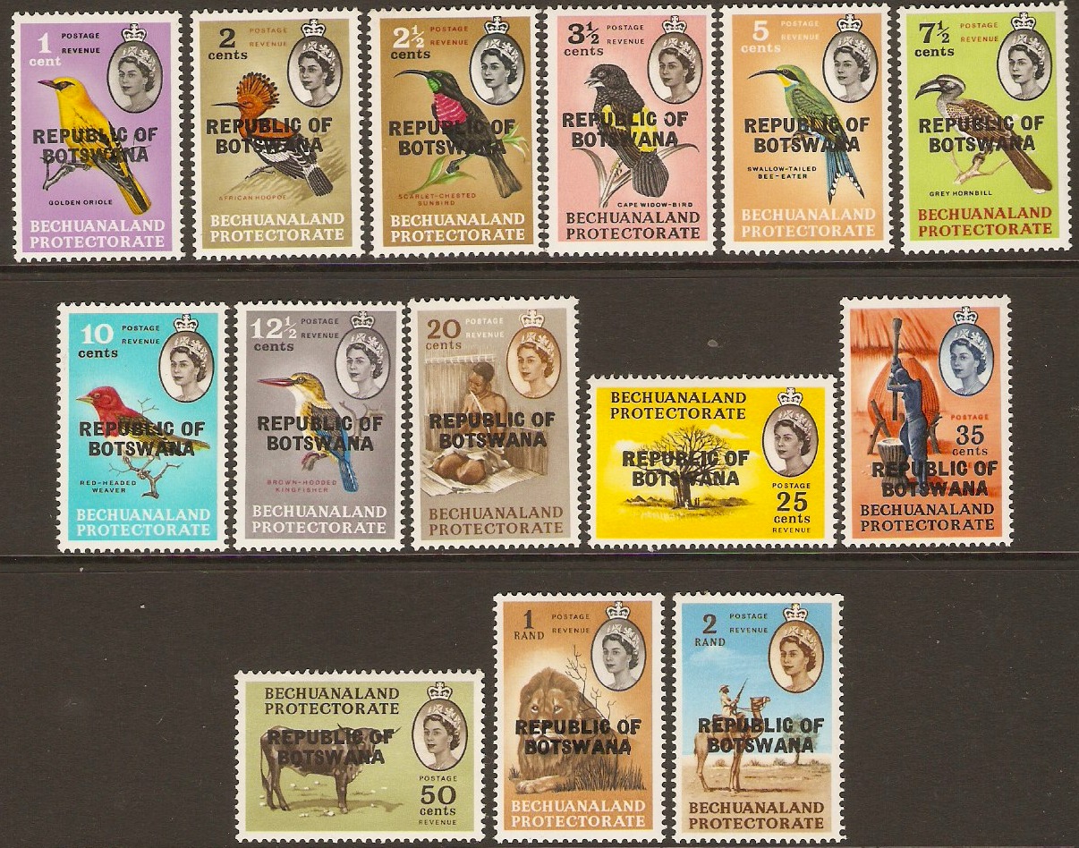 Botswana 1966 Bechuanaland Set with overprint. SG206-SG219. - Click Image to Close