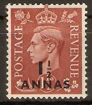B.P.O.'s in Eastern Arabia 1948 1a on 1d Pale red-brown. SG18a