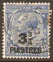 British Levant 1921 3pi on 2d Dull Prussian blue. SG43a.
