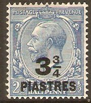 British Levant 1921 3pi on 2d Dull Prussian blue. SG43a.