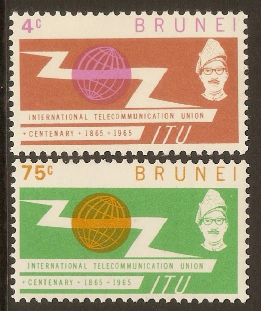 Brunei 1965 ITU Centenary Stamps. SG132-SG133.