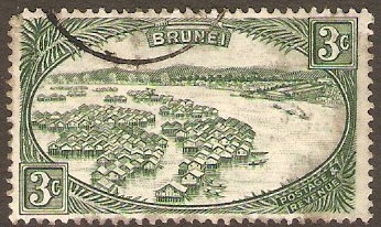 Brunei 1947 3c Green. SG81.