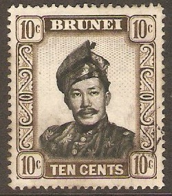 Brunei 1952 10c Black and sepia. SG106.