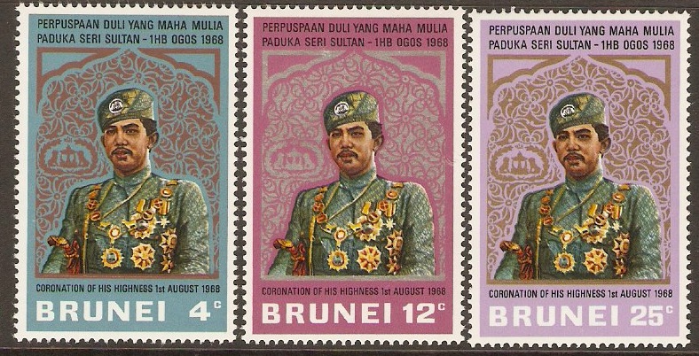 Brunei 1968 Sultans Coronation Set. SG157-SG159.