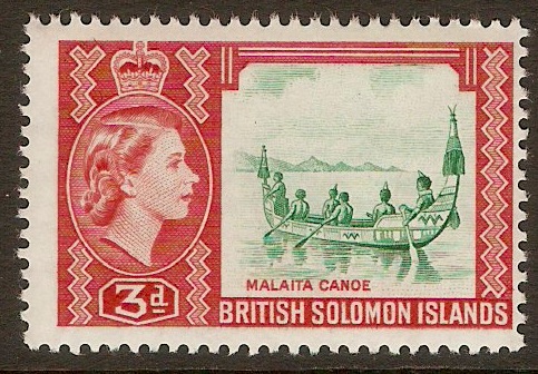 British Solomon Islands 1963 3d Yellowish-green and red. SG106a.