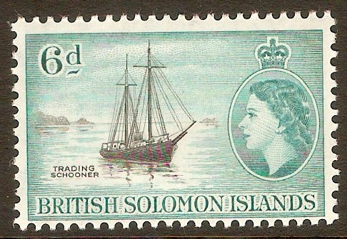 British Solomon Islands 1963 6d Black and turquoise. SG107.