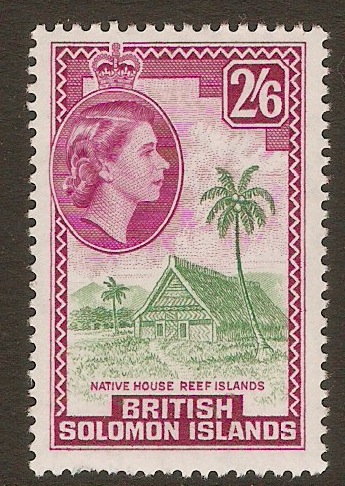 British Solomon Islands 1963 2s.6d Emerald and reddish purple. S