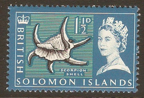 British Solomon Islands 1965 1d Black, blue and yellow-green. S