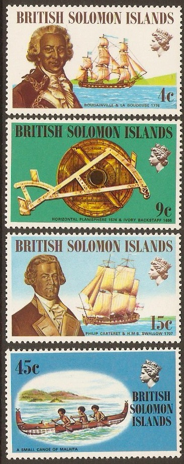 British Solomon Islands 1972 Ships & Navigators Set. SG215-SG218