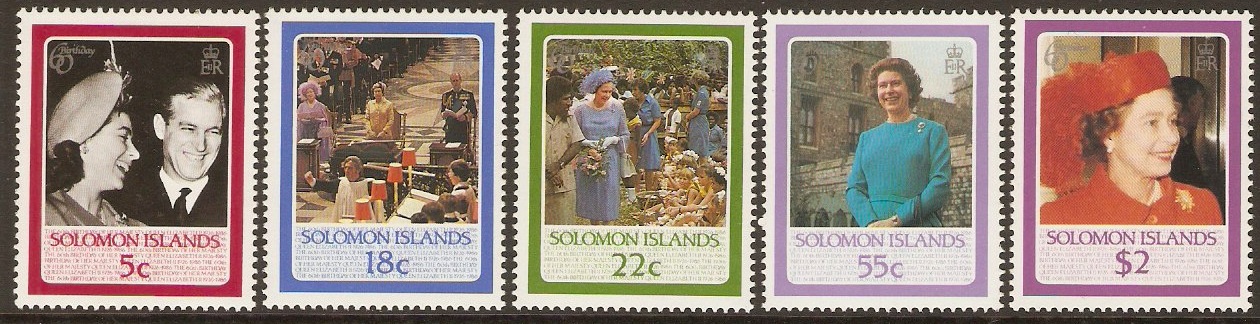 British Solomon Islands 1986 QEII Birthday Set. SG562-SG566. - Click Image to Close