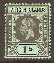 British Virgin Islands 1913 1s Black on blue-green. SG75.