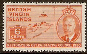 British Virgin Islands 1951 6c Leg. Council Series. SG132.