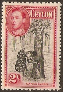 Ceylon 1938 2c Black and carmine. SG386.