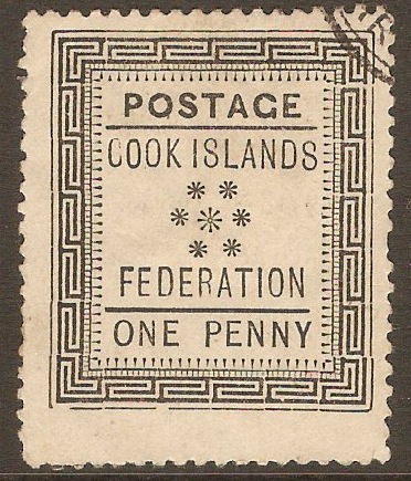 Cook Islands 1892 1d Black. SG1.