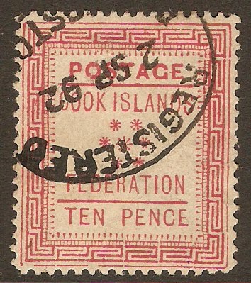 Cook Islands 1892 10d Carmine. SG4.