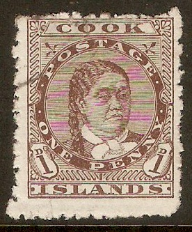 Cook Islands 1893 1d Brown. SG5.