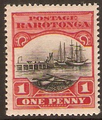 Cook Islands 1920 1d Black and carmine-red. SG71.