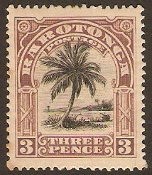 Cook Islands 1920 3d Black and chocolate. SG73.