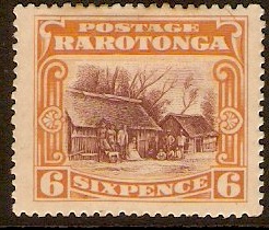 Cook Islands 1920 6d Brown and yellow-orange. SG74.