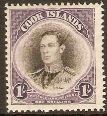 Cook Islands 1937 1s Black and violet. SG127.