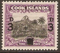 Cook Islands 1940 3d on 1d Black and purple. SG130.