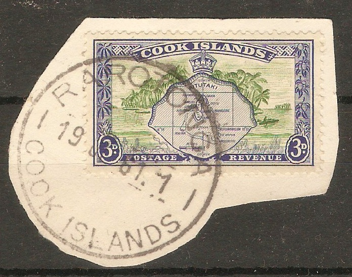 Cook Islands 1949 3d Green and ultramarine. SG153.