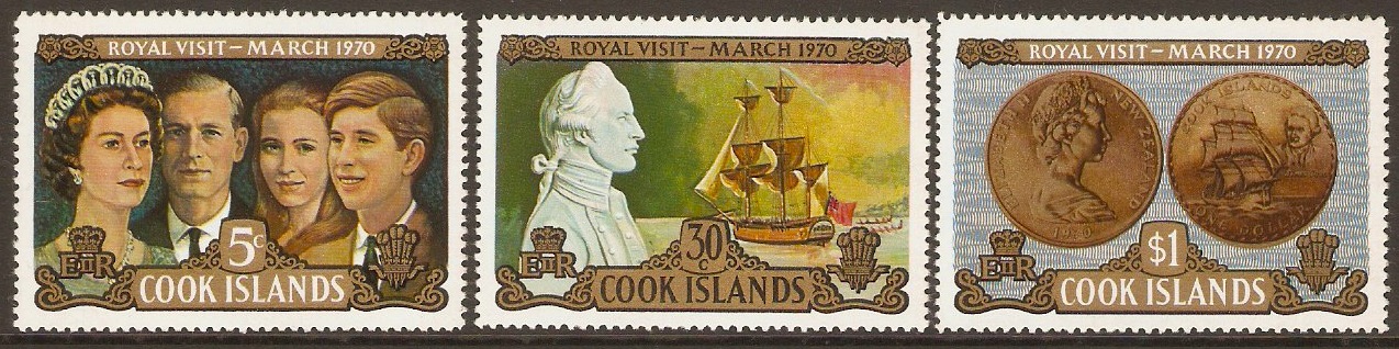Cook Islands 1970 Royal Visit Set. SG328-SG330.