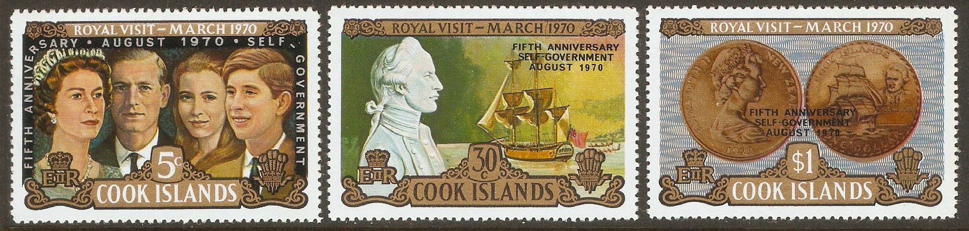 Cook Islands 1970 Self-Government Anniversary set. SG332-SG334.
