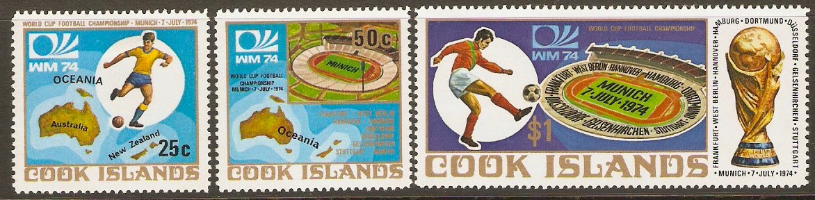 Cook Islands 1974 Football World Cup Set. SG488-SG490.