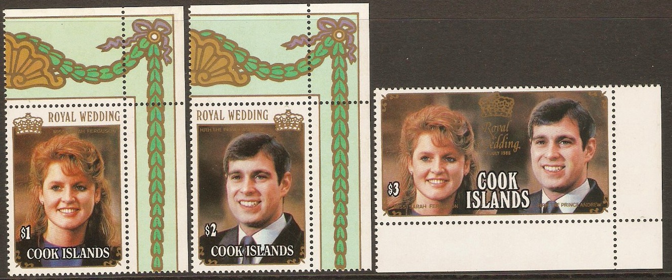 Cook Islands 1986 Royal Wedding Set. SG1075-SG1077.
