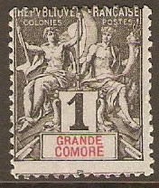 Great Comoro 1897 1c Black on azure. SG1.