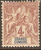 Great Comoro 1897 4c Purple-brown on grey. SG3.