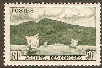 Comoro Islands 1950 50c Deep green - Anjouan Bay. SG2.