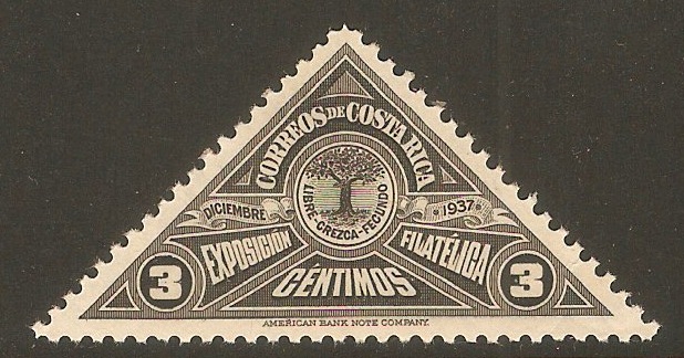 Costa Rica 1937 3c Black - Stamp Exhibition series. SG232.