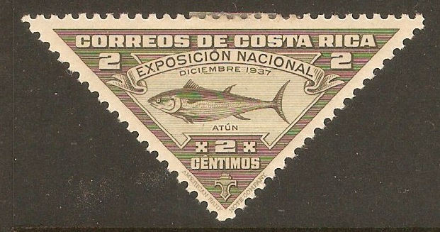Costa Rica 1937 2c Olive-grey - National Exhibition. SG235.