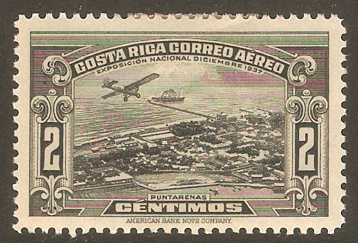 Costa Rica 1937 2c Black - Air series. SG238.