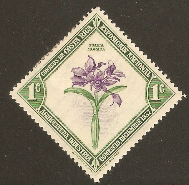 Costa Rica 1938 1c Violet & green - National Exhibition. SG242.