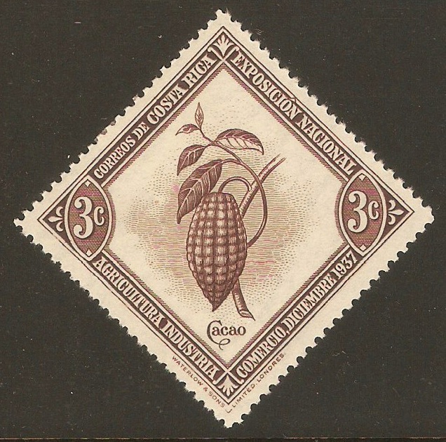 Costa Rica 1938 3r Chocolate - National Exhibition series. SG243