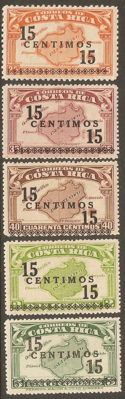 Costa Rica 1941 Surcharge set. SG277-SG281.